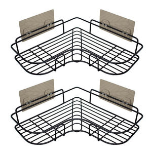 Scaffali per <span class=keywords><strong>doccia</strong></span> in metallo nero per ripiani per <span class=keywords><strong>Shampoo</strong></span> e ripiani portaoggetti senza trapano adesivo da parete per la cucina - Product Image 1