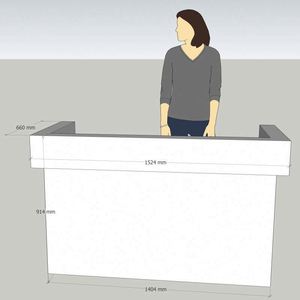 Mostrador de Recepción Moderno, Pequeño, Verde, con Logotipo Gris, Blanco, para Tienda, Económico, Elegante, para <span class=keywords><strong>Gimnasio</strong></span> - Product Image 2