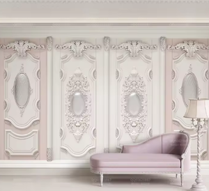 Arte de pared de patrón adornado de lujo de estilo europeo con elementos espejados papel tapiz autoadhesivo para dormitorio - Product Image 3