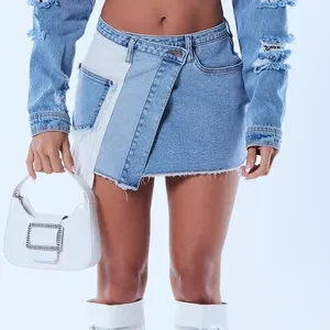 Wholesale Women Sexy Mini jean Skirt Customize Short denim skirt summer Blue women's skirts