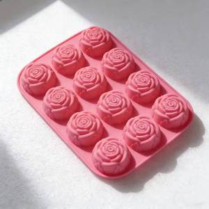 Small Chocolate <b>Silicone</b> Turn Sugar Cake Cookies Reusable Using Rose Shaped Molds - Product Image 1