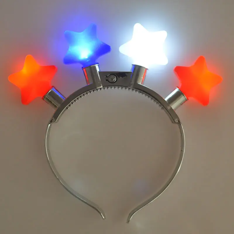 Venta caliente suministros patrióticos del Día DE LA Independencia diadema de pentagrama LED intermitente para la decoración del Día DE LA Independencia del 4 de julio