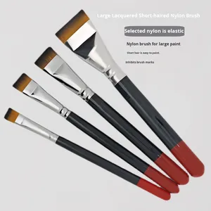 Grand outil spécial de peinture à l'huile et à la laque Pinceau plat en nylon avec poils courts résiste aux marques de pinceau Art Supply - Product Image 1