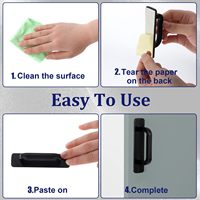 Poignée et bouton en plastique noir mat polyvalents, autocollants sans perçage pour portes coulissantes de placards et armoires