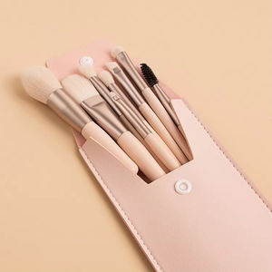 Factory Wholesale Customize High Quality Travel Size <b>Makeup</b> Brush <b>Set</b> 8 Pieces With Pu Bag - Product Image 4