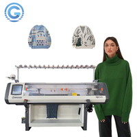 Machines à tricoter automatiques d'origine chinoise pour pulls, à double tricotage plat, avec moteur, engrenage, roulement, dotées d'un col et d'un bonnet