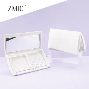 2 in 1 compact powder case rectangle two color white compact powder bronzer case eco friendly