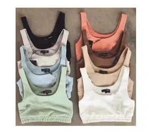Wholesale Custom Logo Cotton Plain colors double layer basic women's Crop Top vest tank top for ladies