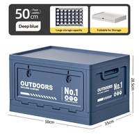 Boîte de rangement rectangulaire pliable en PP pour extérieur, scellée, capacité 40L-50L, moulée par injection, portable, pour camping et coffres de voiture, design moderne