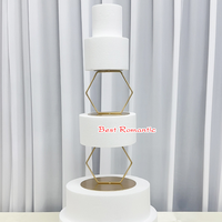 Séparateur de gâteau en métal doré en forme de cœur, support flottant pour étages, pour décoration de gâteaux de mariage et d'anniversaire - Vente en gros