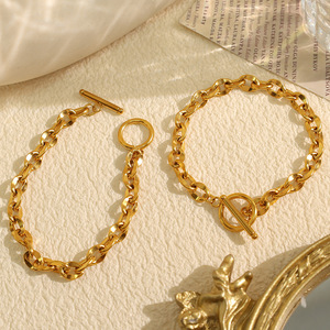 Pulsera de Cadena Dorada con Cierre en T, Joyería de Moda Unisex para Parejas - Product Image 1