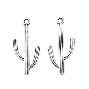 Colgante de <span class=keywords><strong>Cactus</strong></span> Saguaro 14x29mm de Aleación de Zinc Plateado Antiguo con 1 Bucle para Collar Bohemio del Desierto - Product Image 3