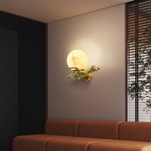 Marble Wall Lamp E27 Led Light Source Modern Chinese Style Living Room Bedroom Hallway <b>Decorative</b> <b>Lighting</b> - Product Image 1