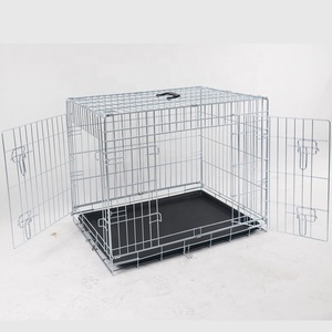 Usine En Gros Pliable En Métal Chien Cage Fil Rayé Caisse Double Portes Respirant Facile À Assembler Grand Espace Pet Formation Chien - Product Image 4