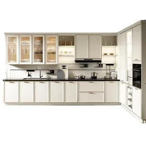 Armarios en forma de L, muebles de cocina con forma de L, color blanco U, estilo francés, unidades de pared colgantes