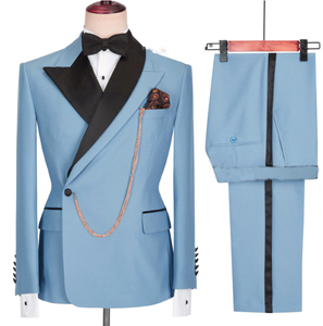 ชุดสูทกระดุมสองแถวพร้อมกางเกงสีเบอร์กันดี,ชุดสูทผู้ชาย2ชิ้นเข้ารูปสำหรับใส่ไปงานแต่งงานปาร์ตี้งานพรอม - Product Image 5