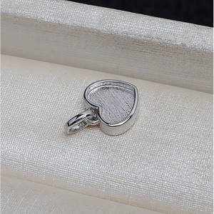 S925 Silver Tire <b>Small</b> Heart Shaped Flat Bottom Pendant DIY Pearl Jewelry Accessories Empty <b>Tray</b> 4059 - Product Image 3
