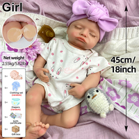 Handgefertigte 18-Zoll schlafende Silikon-Reborn-Babypuppe Mädchen, realistische Neugeborenen-Puppe für Sammler & Erinnerungskollektion
