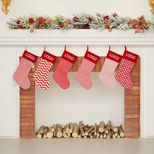 Custom Christmas Stockings Shiny Thick Velvet Xmas Stockings 18" Large Size Red Christmas Stockings For Embroidery