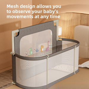 Cuna Portátil Plegable 3 en 1 con Barandilla Protectora Antipresión, Cuna para Bebés Recién Nacidos y Niños Pequeños, para Dormitorio o Sala de Estar - Product Image 4