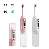 Brosse à dents électrique 2 en 1 avec logo personnalisé, irrigateur dentaire ultrasonique, rechargeable par USB, nettoyeur de dents étanche IPX