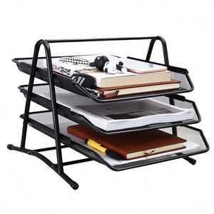 Metal Mesh Office 3 Tier <b>Document</b> Tray <b>File</b> Organizer Letter Tray Holder - Product Image 1