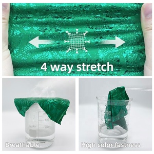 Kho Rất Nhiều Ba Chiều Long Lanh Rắn Kim Loại Lá 4 Cách Căng Polyamide Spandex Vải Beachwear Hiệu Suất Đồ Bơi Vải - Product Image 3