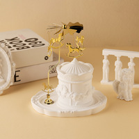 Bougie parfumée artisanale en cire de soja dans un pot en plâtre, motif carrousel, vente en gros, décoration de luxe pour la maison, cadeaux de mariage