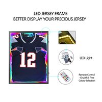 Support mural protégé contre les UV Jersey Shadow Box Colorful LED Light Photo Frame Display Case