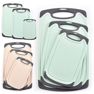 Multifunctional 3-Piece Wheat Straw and PP <b>Plastic</b> <b>Kitchen</b> Cutting Board Set Premium Chopping Blocks - Product Image 6