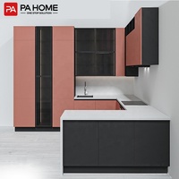 Ensemble de meubles de cuisine compact prêts à l'emploi en métal pour appartement studio avec évier