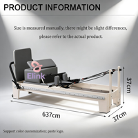 Reformer de Pilates en bois blanc écologique avec système à rail complet et tapis antidérapant pour un entraînement corporel complet en toute sécurité