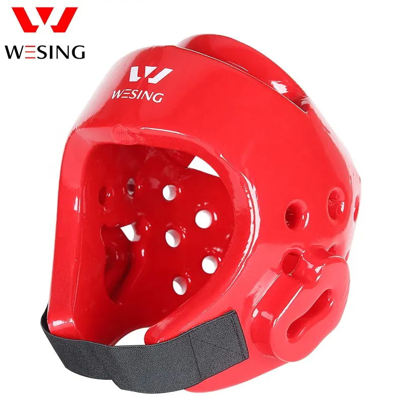 Wesing helm pelindung kepala Taekwondo profesional, perlengkapan helm pelindung kepala Taekwondo profesional warna merah