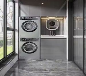 Armoire à linge pas chère avec évier, en bois massif, armoires à linge personnalisées pour balcon - Product Image 4