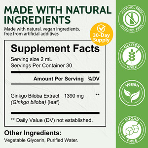 Suplementos Líquidos de <span class=keywords><strong>Ginkgo</strong></span> <span class=keywords><strong>Biloba</strong></span> Lenm, Extrato de Folha de <span class=keywords><strong>Ginkgo</strong></span> <span class=keywords><strong>Biloba</strong></span> 100% Natural e Orgânico para Suporte à Energia Cognitiva - Product Image 2