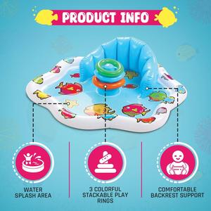 Bouée gonflable pour bébé avec auvent imprimé poisson, siège flottant pour nourrisson avec anneaux de jeu pour tout-petit - Product Image 4
