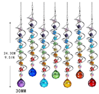 Attrape-soleil boule de cristal spirale Art Déco Rainbow Maker, écologique, pour intérieur/extérieur, à suspendre à la fenêtre, pour fêtes et Noël