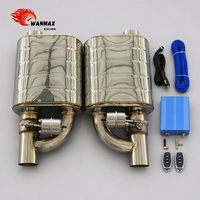 Silencieux d'échappement universel 3,5 pouces en acier inoxydable 201/304 avec valve électrique, tube perforé et résonateur interne, télécommande incluse