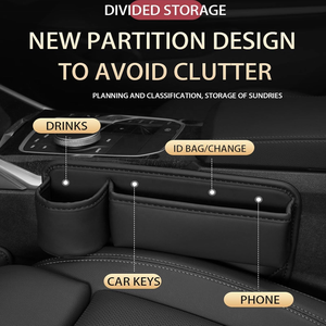 Organizer in Pelle PU per Fessure del Sedile Auto, Scatola Portaoggetti per Console con Portabicchieri - Product Image 3