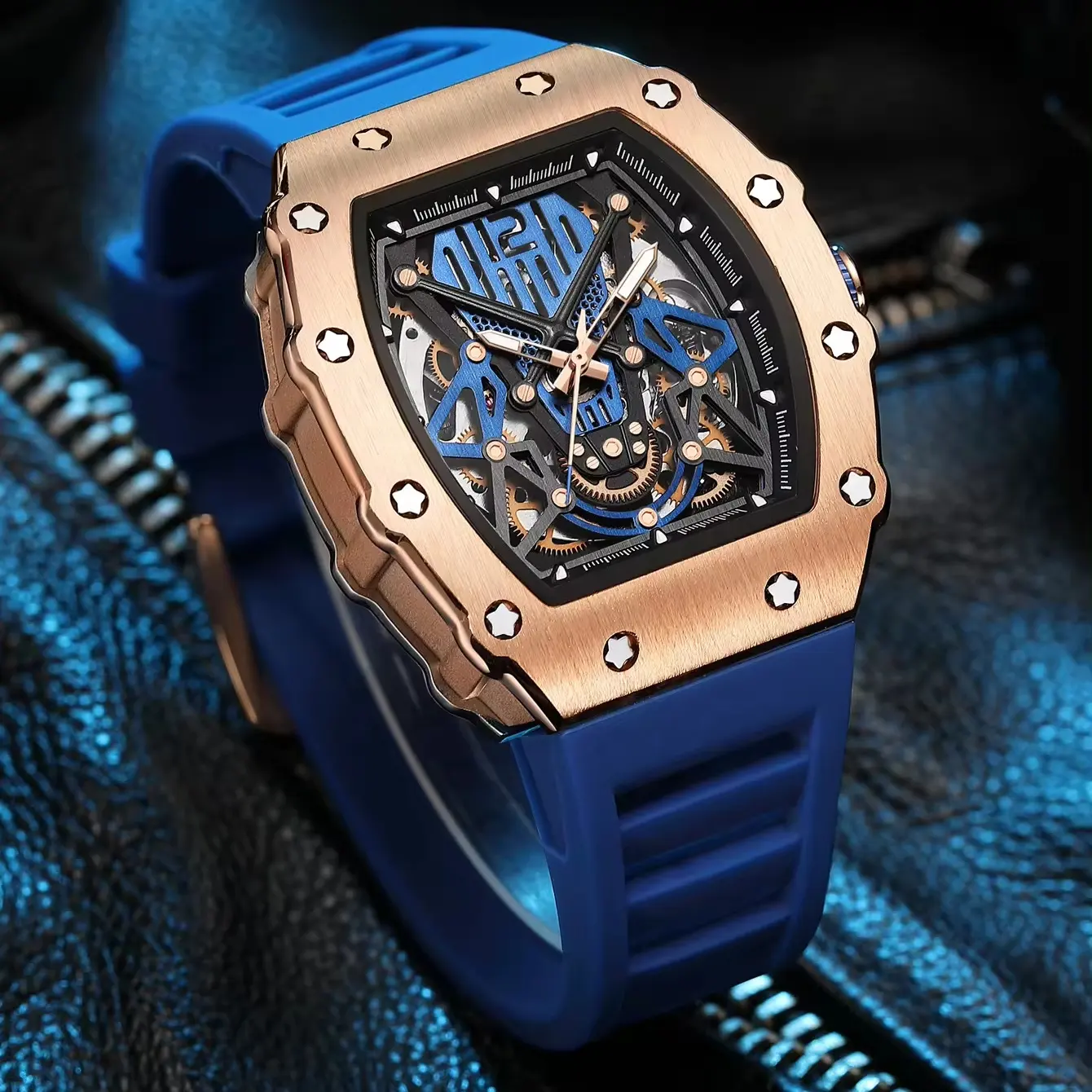 2024 RUIMAS 341 방수 뜨거운 판매 기계식 손목 시계 자동 남자 시계 실리콘 스트랩 자동 시계