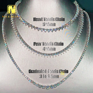 नए मॉडल फैंसी आकार टेनिस श्रृंखला संग्रह दिल 925 महिला प्रेमिका के लिए रजत मोसानाइट टेनिस हार - Product Image 1