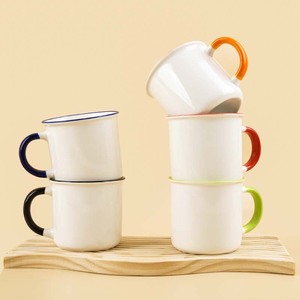 Taza de <span class=keywords><strong>café</strong></span> de cerámica en blanco de sublimación ecológica con logotipo personalizado, Taza de cerámica de 350ml y 11oz con borde de color y Asa - Product Image 3