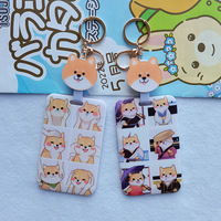 Porte-badge d'étudiant en plastique pour carte de bus, adorable étui pour carte avec chien Shiba Inu, étui personnalisé facile à retirer, porte-clés