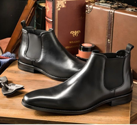 Sepatu Boots Kulit Asli Premium Model Tinggi untuk Bisnis Formal, Chelsea Boots Pria dengan Sol Karet Anti-Selip, Sepatu Boots Kulit Pria