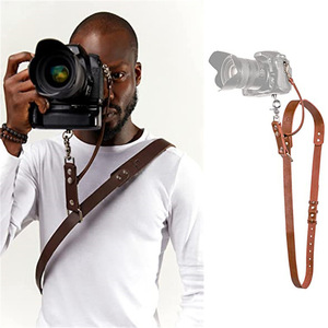 Sangle d'épaule réglable en cuir de vachette véritable pour appareil photo reflex numérique, style professionnel, marron café noir, 210g, légère - Product Image 5