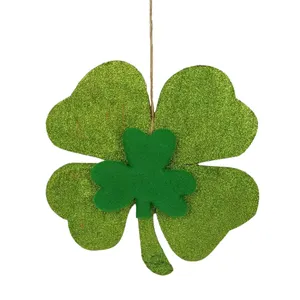 Nuevo diseño, suministros para festivales irlandeses, adorno artesanal de 8 ", decoración de fieltro de trébol de la suerte, Trébol del Día de San Patricio