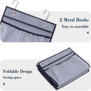 Organisateur de rangement à suspendre sur la porte pour placard avec 5 poches, organisateur pour chambre à coucher et salle de bain, lot de 2 (gris) - Product Image 6