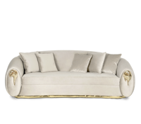 Zirkus-inspiriertes Vintage & Zeitgenössisches Sofa Poliertes Messing Leder Zeitlose Eleganz Wohnzimmer-Sofa