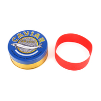 Boîte en métal ronde vide de qualité supérieure pour caviar, emballage alimentaire avec bande élastique, vente en gros