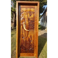 Porte intérieure en bois massif de style éléphant sculpté, sécurité pour villa au Kenya